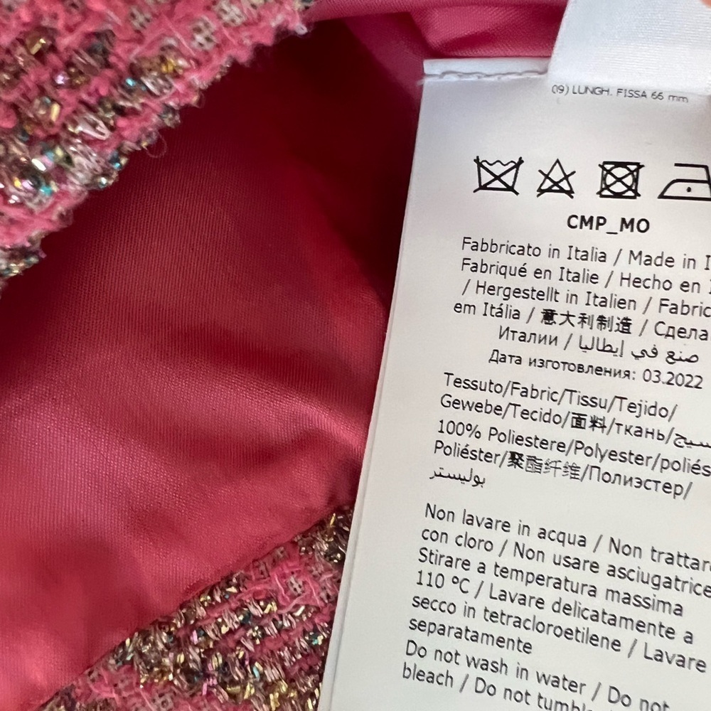 NWOT Moschino Couture ONE OF A KIND runway Pink and Yellow Tweed Skirt|size 6 - Picture 7 of 8